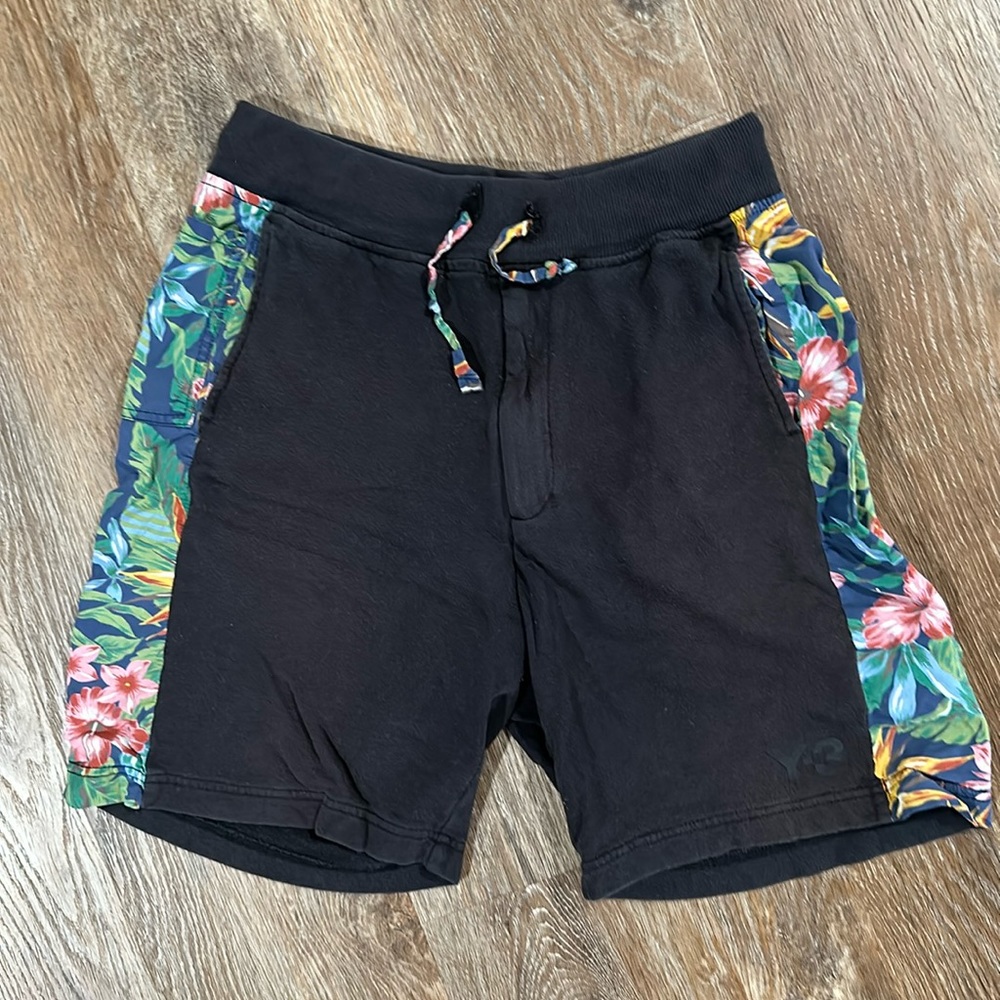 Y-3 adidas Yohji Yamamoto Gym Sweat Short S Black Floral Hawaiian Stripe Men